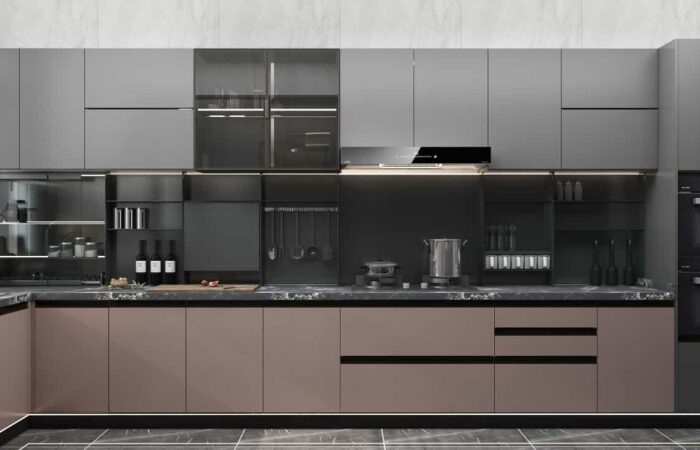 contemporary PVC Thermofoil L-shape kitchen cabinet for sale-china custom home cabinetry maker-nexthome furnishing (2)