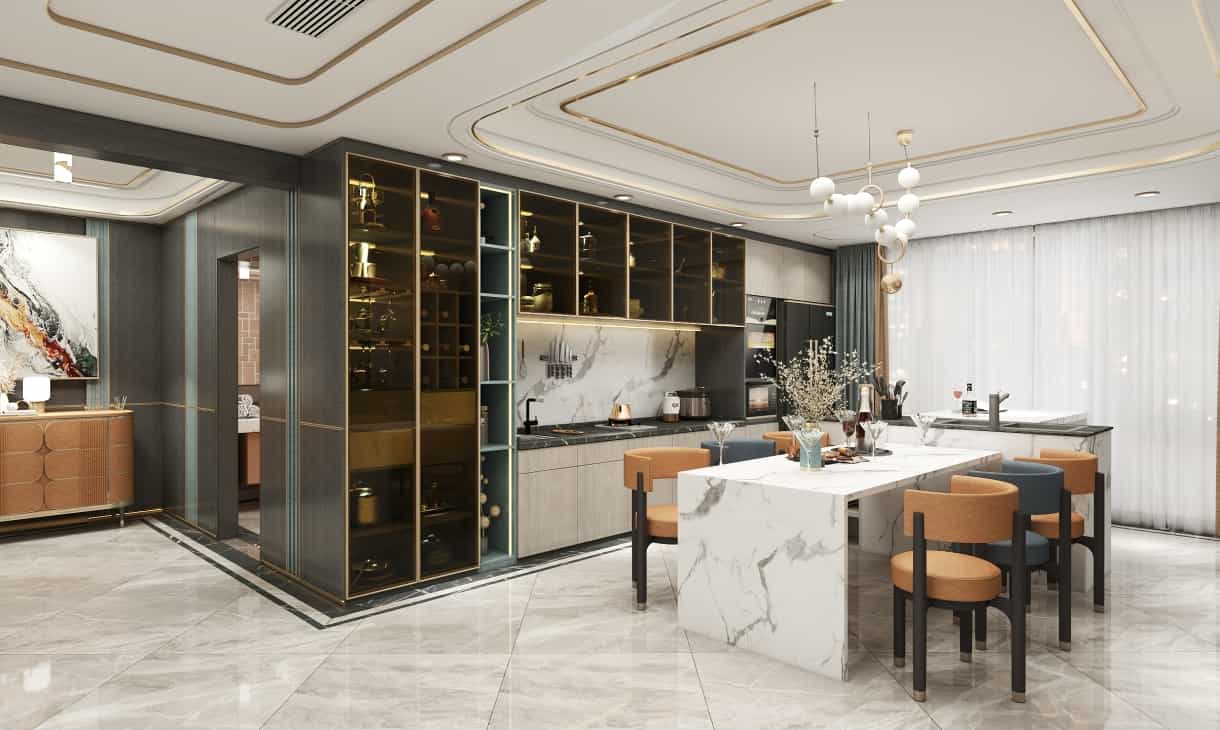 contemporary style design glass door melamine kitchen island cabinet -china best custom home cabinetry maker-nexthome furnishing (2)