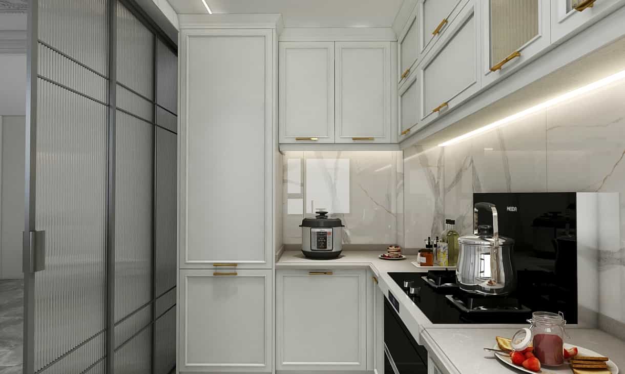 contemporary white PVC Thermofoil kitchen cabinet for sale-china custom home cabinetry maker-nexthome furnishing (3)
