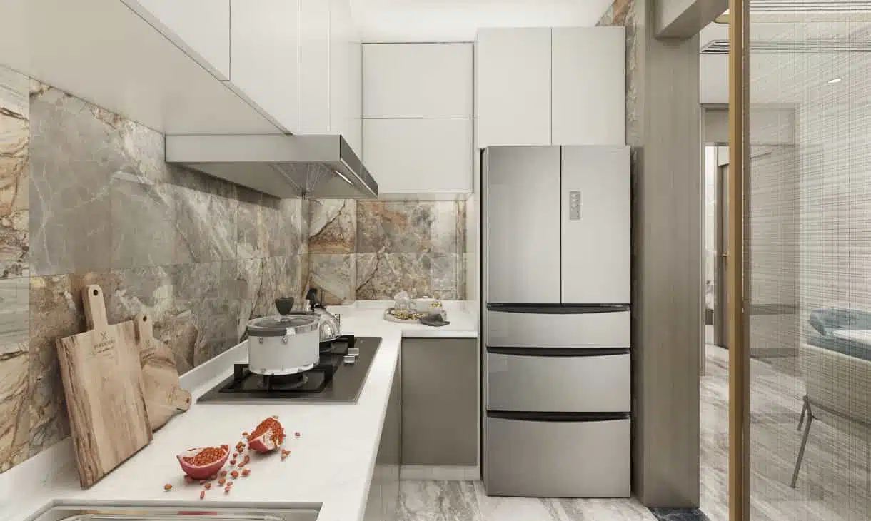 high-end contemporary style design white color L-shape uv coating kitchen cabinet-china best custom home cabinetry maker-nexthome (1)