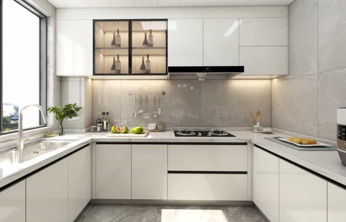 high end contemporary style design white finish lacuqer u-shape kitchen cabinet-best custom cabinetry on sale-nexthome