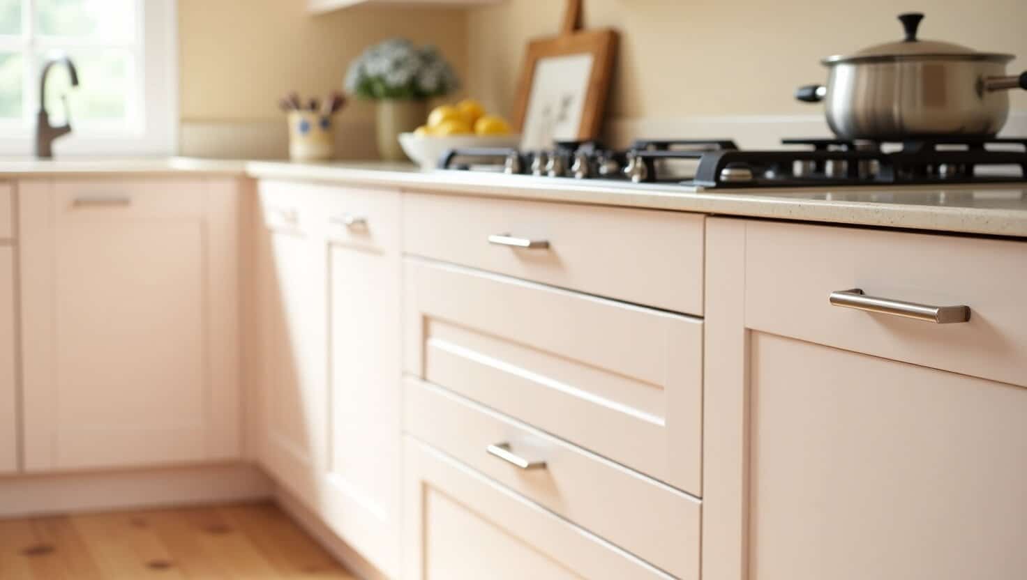 pink kitchen cabinet from China