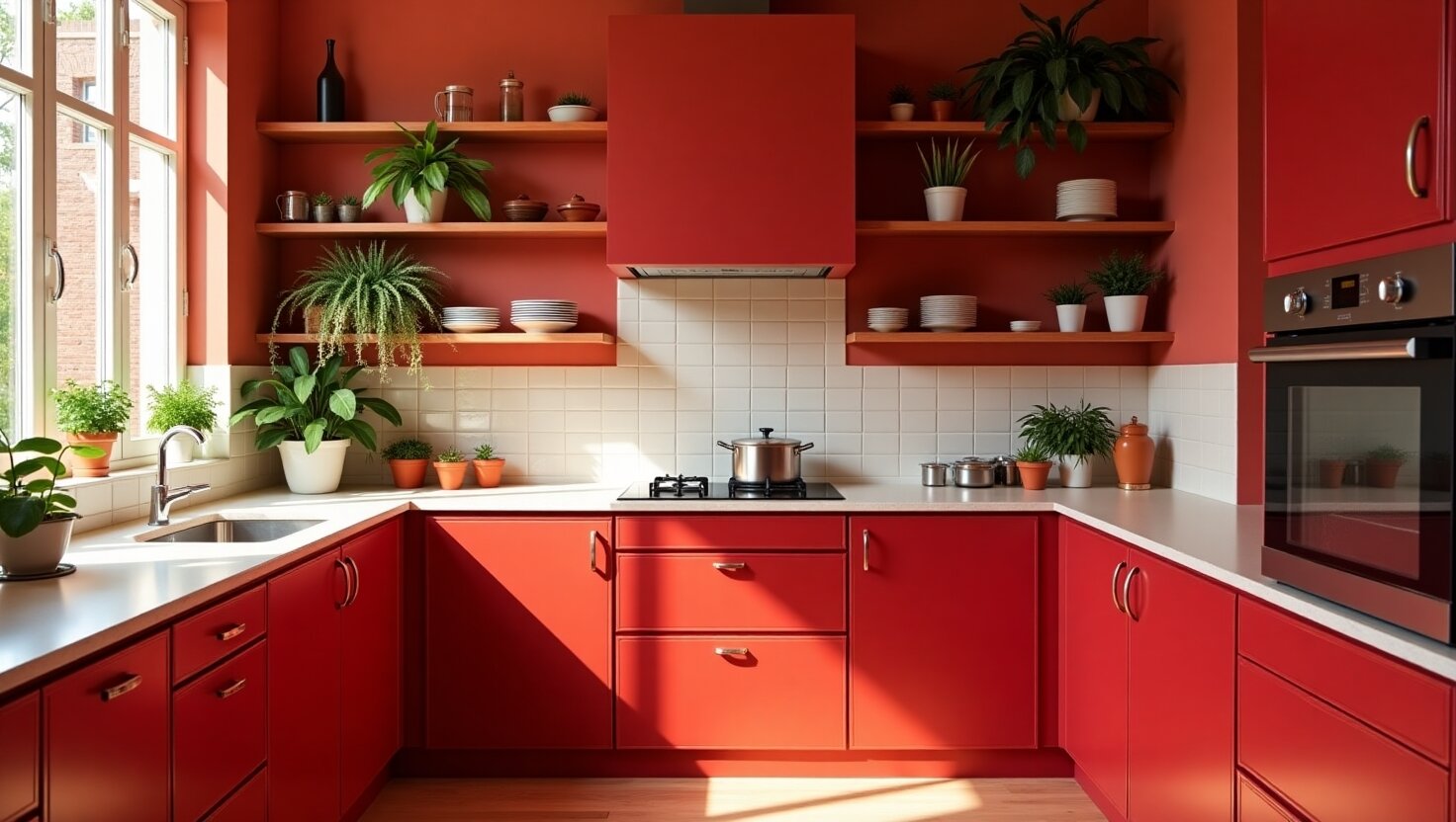 red kitchen cabinet from China