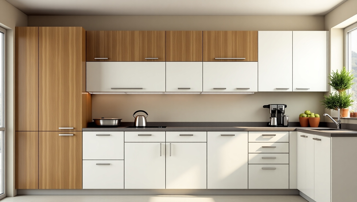 Wood + White kitchen cabinet china
